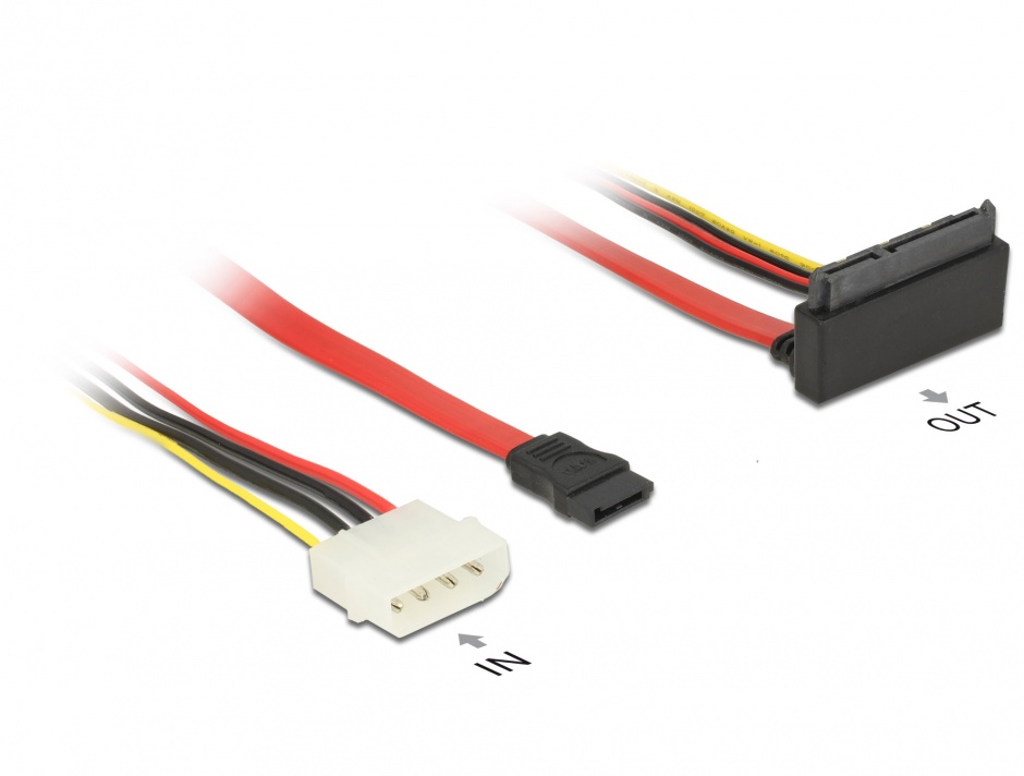 Imagine Cablu SATA 6 Gb/s 7 pini + alimentare Molex la SATA 22 pini 30cm, Delock 85514
