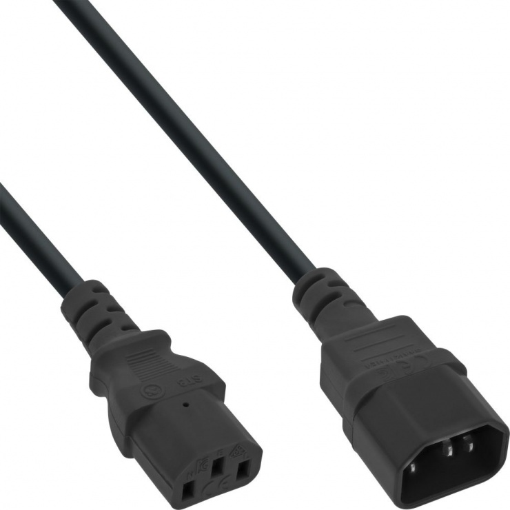 Imagine Cablu prelungitor alimentare C13 la C14 0.3m Negru, Inline IL16603A