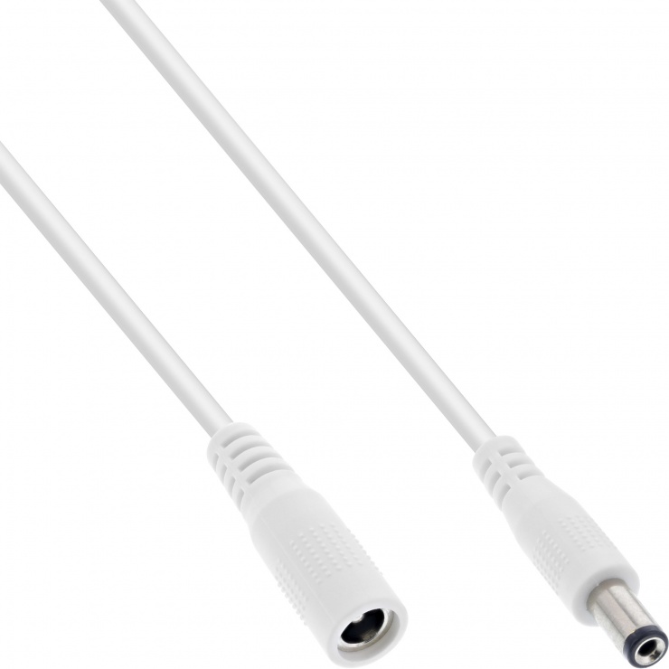 Imagine Cablu prelungitor de alimentare DC 5.5x2.1mm T-M 1m Alb, InLine IL26801E