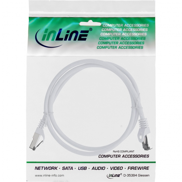 Imagine Cablu de retea RJ45 S/FTP PiMF Cat.8.1 LSOH 3m Alb, InLine IL78803W