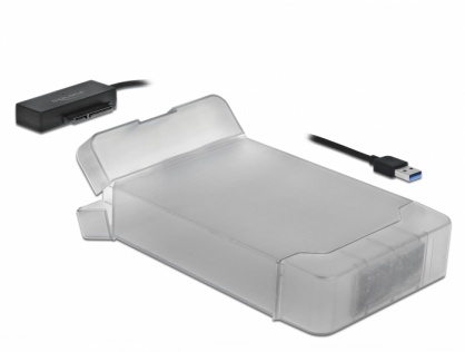 Adaptor USB 3.0 la SATA III pentru HDD 3.5" cu carcasa protectie 45cm, Delock 64086