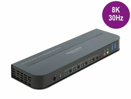 Switch KVM DisplayPort 8K30Hz cu USB 3.0 si Audio, Delock 11484